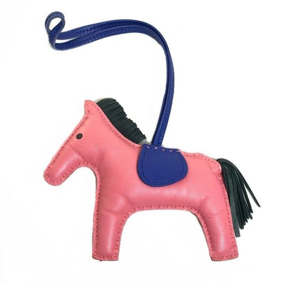 Authentic HERMES Horse Rodeo Charm MM strap Bag Charm Anyo Miro Pink x blue - Picture 1 of 11